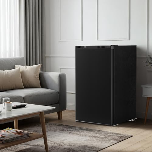 Image of Antarctic Star 3.2 Cu.Ft.Compact Refrigerator with Freezer, Mini Fridge Single Door with Adjustable Thermostat,Removable Glass Shelves for Apartment,Dorm,Office,Kitchen,BLACK