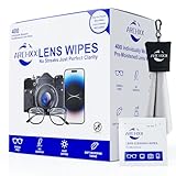 ARCHXX 400 Count Lens Wipes for Eyeglasses, +1 Clip-On Pouch Microfiber Lens Cleaner, Individually Wrapped Pre-Moistened Eye Glasses Cleaner Wipes for Glasses, Sunglasses, Camera Lenses, Streak-Free