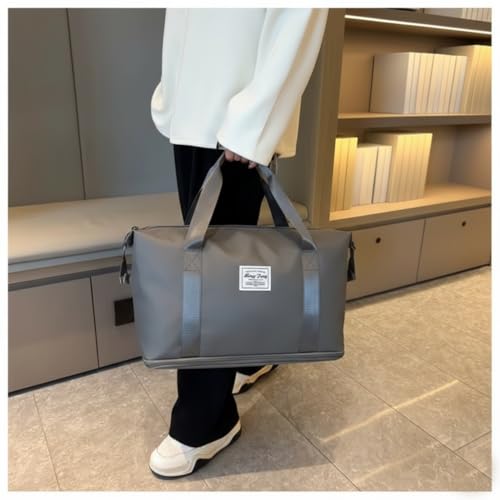 Image of WILDHORN 40 Liters Nylon Expandable Travel Duffle Bag for Men & Women, Waterproof Weekender Luggage Bag, Foldable Gym & Overnight Travel Hand Bag with Wet & Dry Compartment (Dark Grey)