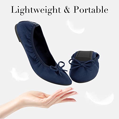 Greatonu Damen Geschlossene Ballerinas Flach Freizeit Tanzschuhe, Blau, 37 EU