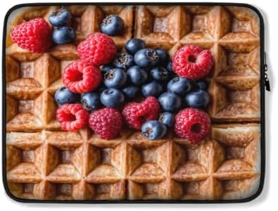 Protective Case Cover Bag for iPad (Regular, Air, Pro 9, 10, 11, 12, 13 inches) Cute Novelty Funny Waffle Breakfast Food Foodies Waffles Lover with Berries Foodie Design Zippered Sleeve image 5