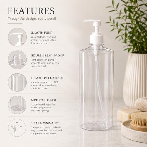 Image of Pure Source India Empty Pet Bottle with Pump, Soap Dispenser 1000ml - Pack of 2