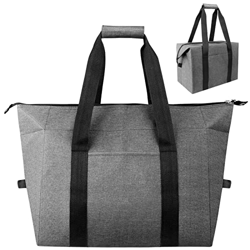 20L Kühltasche Faltbar, Picknicktasche Kühltasche Einkaufstasche Picknicktasche Thermotasche mit Lsolierung, Picknicktasche für den Lebensmitteltransport, Lsoliertasche Cooler Bag für Camping (Grey) Cover