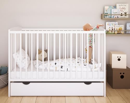 ZEE - Babybett Kinderbett, 2w1 Bett Grześ - Dreistufige Einstellung für...