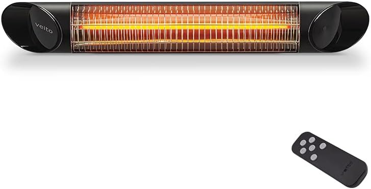 veitoBLADE 2000-BLACK, Waterproof IP55 Wall/Ceiling Mounted Indoor and Outdoor Patio Heater, Black, Aluminum