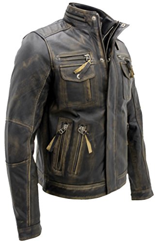 Men's Black Warm Vintage Brando Leather Biker Jacket2