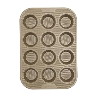 GoodCook BestBake Nonstick Textured Carbon Steel Muffin Pan, 12cp, Bronze