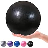 MOMPLUS Mini pelotas de yoga de 9 pulgadas para ejercicios de pilates, para estabilidad en el hogar, entrenamiento esponjoso, terapia física, mejora el equilibrio con pajita inflable (negro)