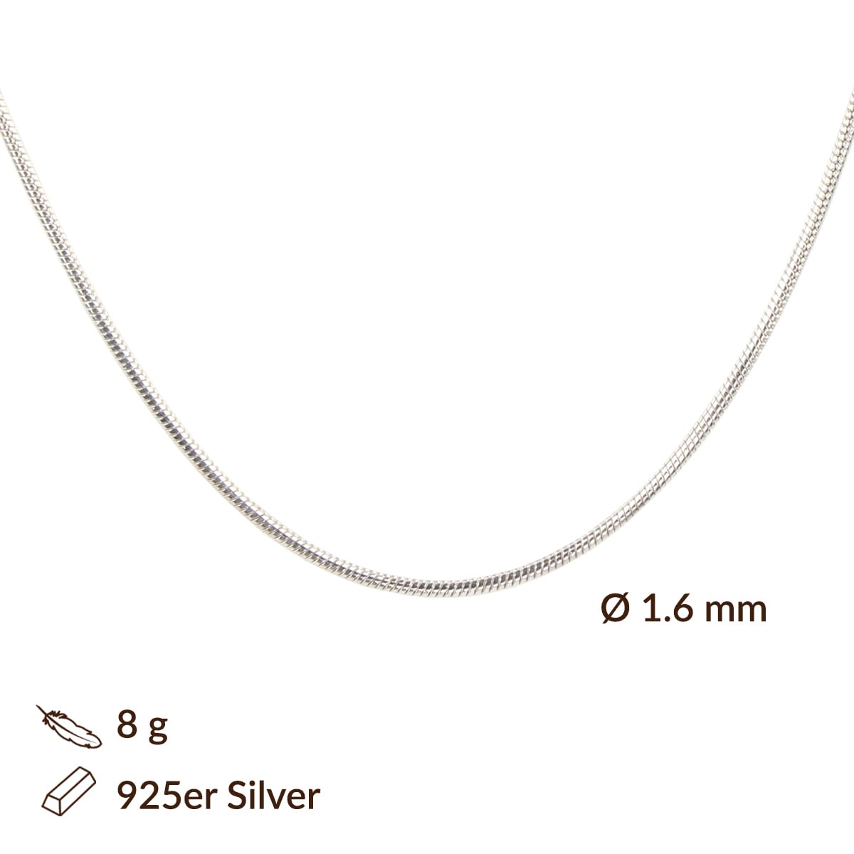 DUR Silberkette ohne Anhänger 925 Sterling Silber, rhodiniert, alle Varianten und Perlenkette