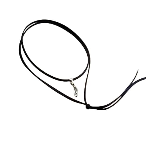 Gargantilha Dupla Choker Couro Duas Voltas Folha Bijuterias