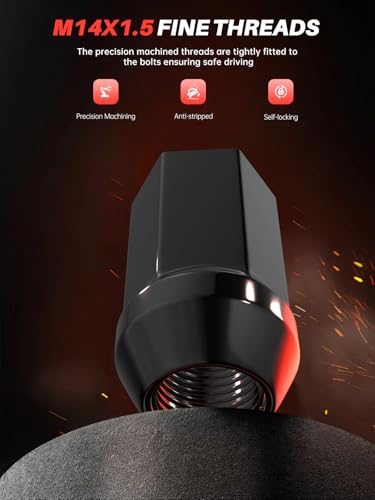 Image of Sposuit Lug Nuts Sposuit M14x1.5 Lug Nuts - Replacement for 2019-2024 Ram 1500 - OEM Factory Style Black Lug Nut(24 Pcs)