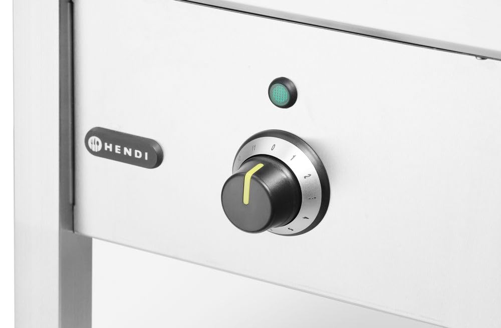 HENDI Plaque à Induction Professionnelle 5000W, Réchaud Hokker Haute Puissance avec 11 Niveaux, 400V, 400x400x(H)380mm, Acier Inoxydable