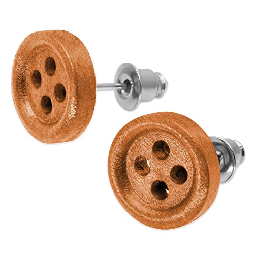 1 par Botón Soul-Cats® botón Pendientes madera joyas marrón color de madera natural: castaño claro Cover