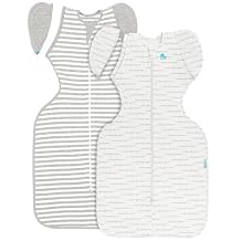 Love to Dream Swaddle UP Transition Bundle Gray Bag + White Swaddle, 1.0 TOG, Large 19-24 lbs 2-Pack, Zip-Off-Wing Stage-2 Sleep Sacks