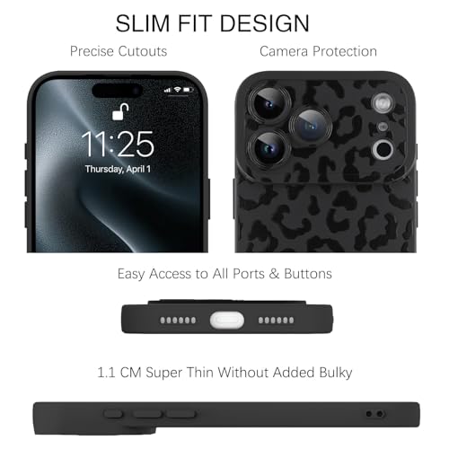 TEAUGHT Compatible with iPhone 17 Pro Case 2025 Cute Pattern Leopard Print Cheetah Shockproof Silicone Phone Cover for Girls Women -Black by TEAUGHT - Used condition - Image 2