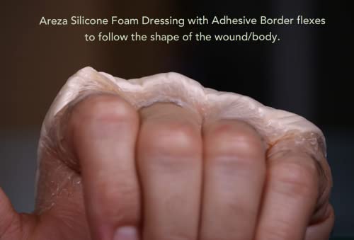 Ultra-Absorbent Silicone Foam Dressing With Border (Adhesive) Waterproof 6" X 6" (15 Cm X 15 Cm) (Central Ultra Absorbent-Foam Pad Is 4.15" X 4.15") 5 Per Box (1); Wound Dressing By Areza Medical #TOP6