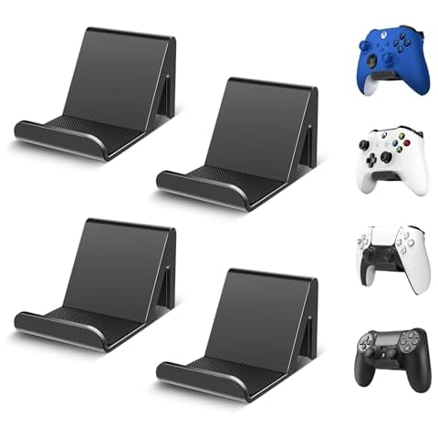 6amLifestyle 4 Pack Controller Holder Stand Built in Anti-Slip Pads for PS5 PS4 Xbox One Switch Pro Gamepad Controller Wall Mount Adhesive/Screws, Universal Controller Accessories Shark 14 Mini Cover
