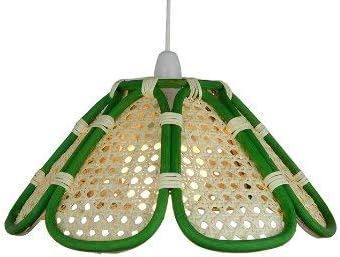Lighting Web Company 8 Panel Rattan Natural Shade with Green Cane Weave