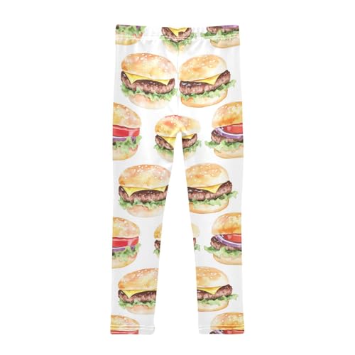 Set of Burgers Girls Leggings,Workout Leggings for Girls Toddler Athletic Legging Size for 3-10T2