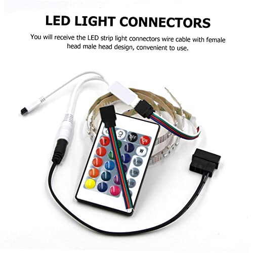 Conector de Tira LED RGB 4 Pines 5050 SMD Adaptador sin Soldadura ABS Negro 7