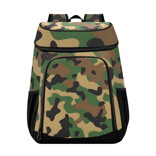 Army Camouflage Cooler Backpack Cooler Insulated Leak Proof Lunch Backpack 36 Cans Waterproof Soft for Men Women Picnic Hiking Camping Beach