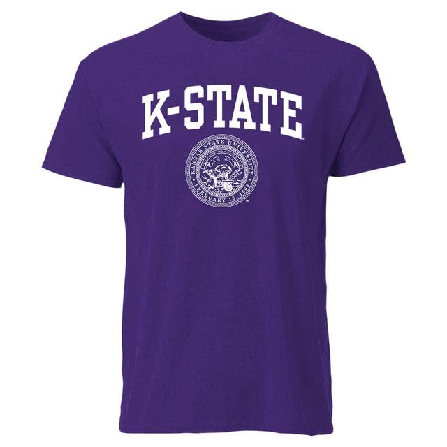 Ivysport Short Sleeve T-Shirt, 100% Cotton, Unisex, Heritage Logo, Color, NCAA Colleges …, K-state - Purple, Large