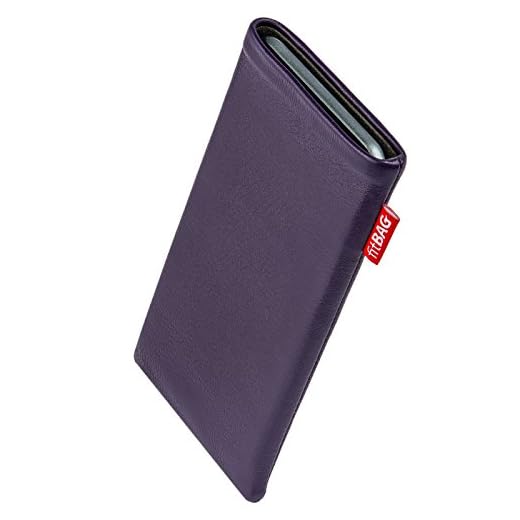 fitBAG Beat lila mobilväska väska i äkta läder Nappa med innerfoder av mikrofiber för Sony Xperia XZ Premium | skal med rengöringsfunktion | Made in Germany