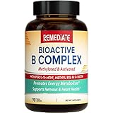 REMEDIATE B Complex, Methylated B Vitamins for Men & Women, with P-5-P, L-5-MTHF, Methyl B12, Daily Energy Support, Nerve, Brain & Beauty Health, Non-GMO, Maximized Bioavailability, 90 Vegan Caps