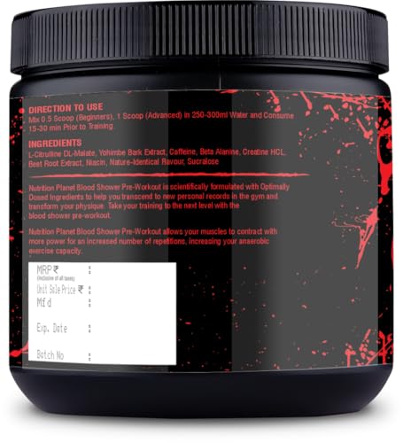 Image of Nutrition Planet Blood Shower Pre Workout (250g, 50 Servings) (Fruit Punch)