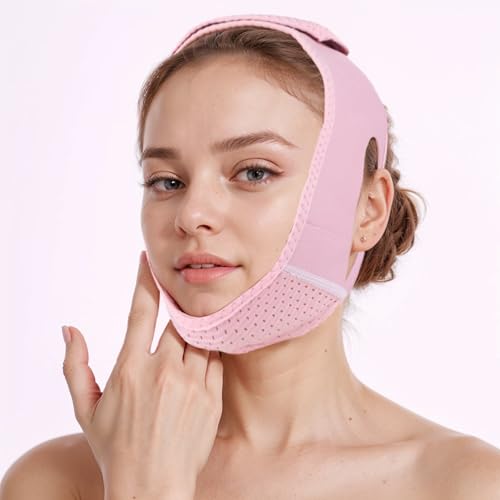 V Gesichtsmasken, Wiederverwendbare V-Linienmaske, Doppelkinn Entferner Lifting-Maske, Atmungsaktive V-förmige Gesichtslifting-Bandage, Anti-Falten-Maske zum Heben von Hals und Kinn