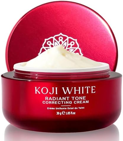 Koji White Kojic Acid Cream - Face Moisturizer with Alpha-Arbutin, Niacinamide & Hyaluronic Acid for All Skin Types, Unscented, Vegan, 30 g (1.05 Oz)