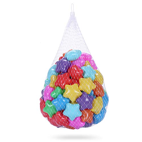 PlayMaty Star Ball Pit Balls - Phthalate & BPA Free Plastic Ocean Colorful Balls for Kids Toddlers Baby Playhouse Play Tent Playpen Party Decoration (Rainbow 8 Colors -100pcs)