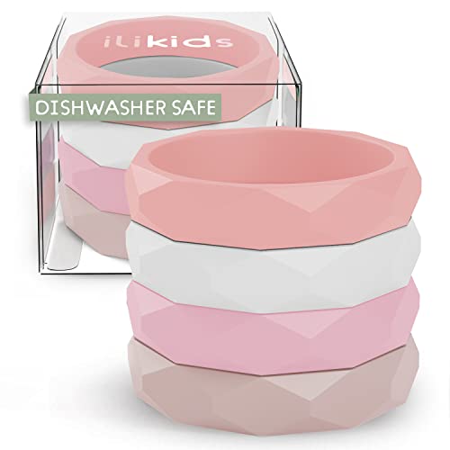 Image of ILI Silicone Baby Teether Bracelet - Pale Petal Set, Stack of 4 Baby Teething Toys & Stylish Bracelets for Mom in One, Food Grade Silicone Infant Teething Toy, Suitable for Dishwasher & Easy to Grasp