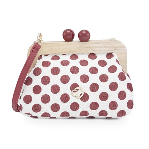 Image of Caprese Mindy Clutch, Small | Versatile Clutch for Women with Adjustable & Detachable Straps, Push Lock Closure | Stylish Clutch | Perfect for Parties, Weddings & Special Occasions (Red)