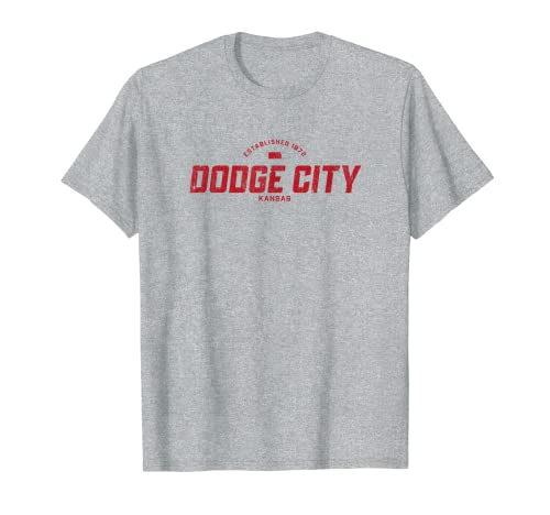 Dodge City Kansas KS Vintage Athletic Rojo Deportes Logo Camiseta