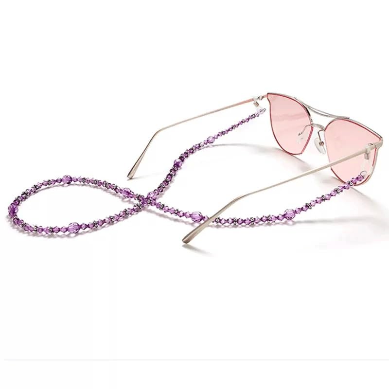 Lunettes de soleil en corde perlée violette anti-perte de haute qualité