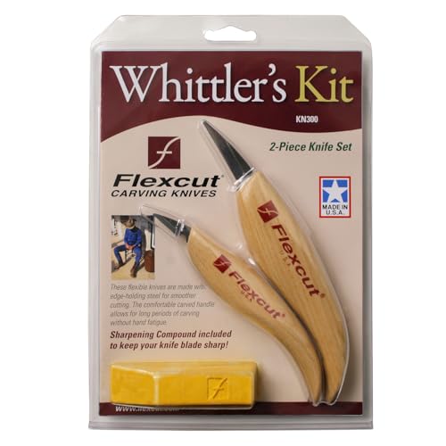 Flexcut Wood Carving Set | Detail Knife Set, with Mini-Pelican, Carving, and Detail Knife | 1095 High Carbon Steel Blades | KN400 | Made in the U.S.A