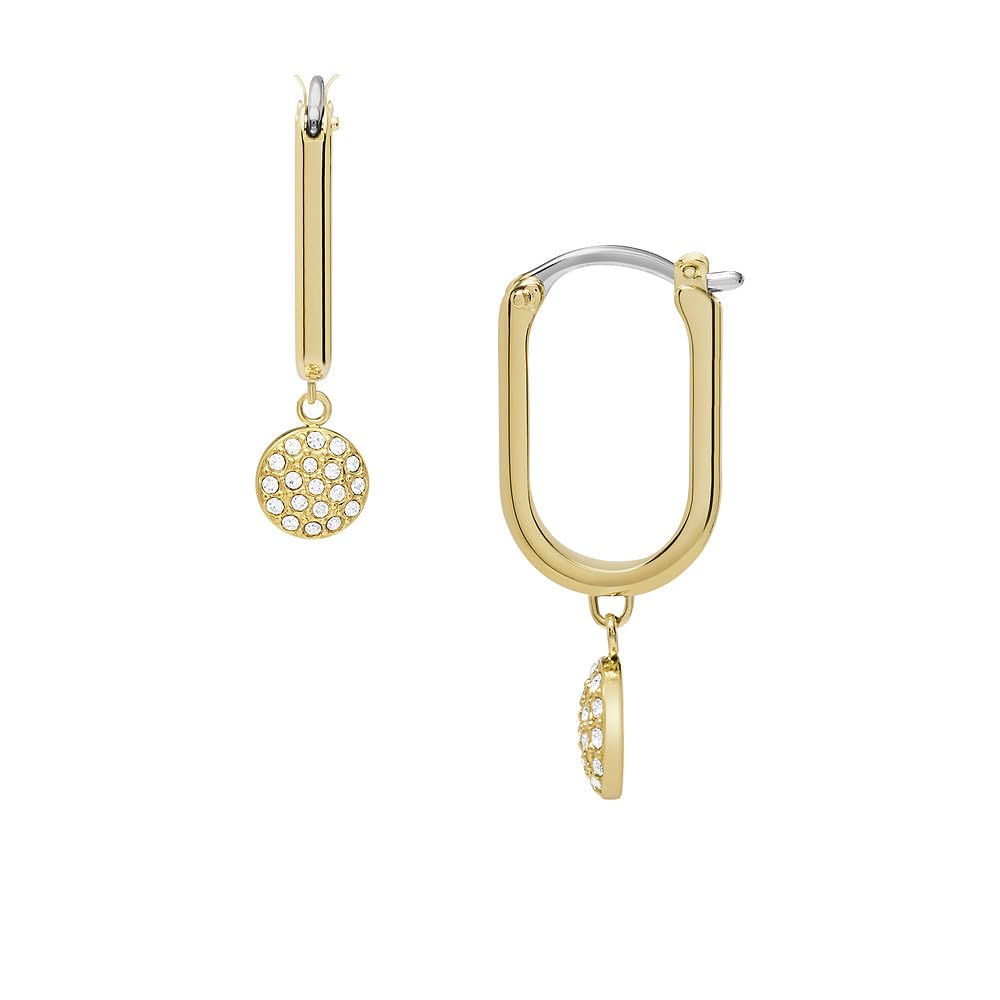 Fossil Creole Earrings Sadie Glitz Disc for women stainless steel gold-tone, JF04546710