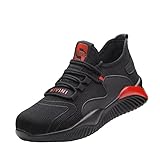 Micoklinlin Steel Toe Sneakers for Men Lightweight Fashion Safety Shoes for Work with Reflective Strip Industrial Non-Slip Breathable Work Hiking Shoes