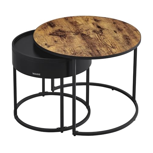 VASAGLE Mesas de Centro, Juego de 2 Mesas Auxiliares Redondas, Me...