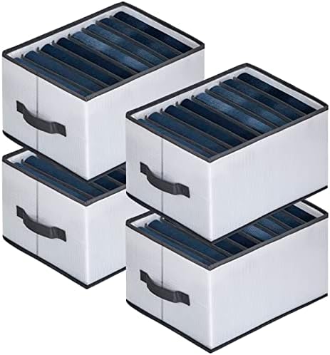 4Pcs Closet Organizers storage for Clothing,Clothing Organizer,Underwear Drawer Organizer Clothes,Clothes Organizer for Folded Clothes,PP Plate Nylon Mesh Foldable Wardrobe Clothes Organizer(8Grids)