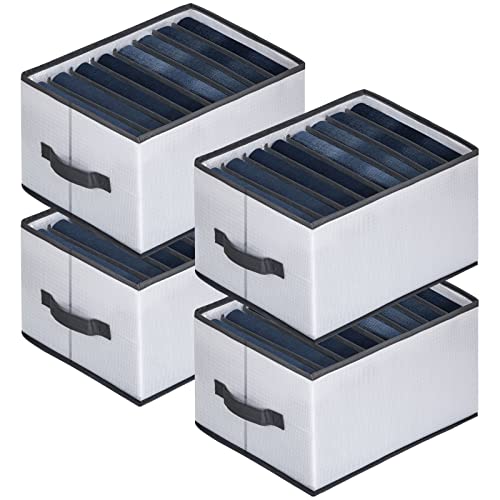 4Pcs Closet Organizers Storage For Clothing,Clothing Organizer,Underwear Drawer Organizer Clothes,Clothes Organizer For Folded Clothes,Pp Plate Nylon Mesh Foldable Wardrobe Clothes Organizer(8Grids) #TOP2