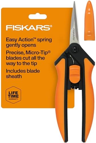 Fiskars micro-tip pruning snips with orange and black handle