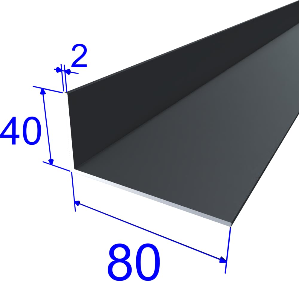 FaiX3.it - Perfil angular en L 80x40x2 mm de aluminio, lacado RAL 8022 "pardo negruzco" mate, longitud 2500 mm