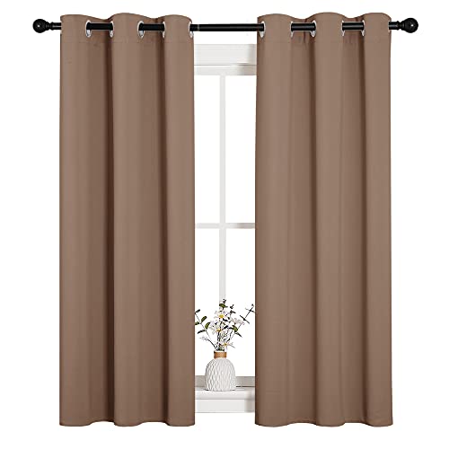 Image of NICETOWN Window Draperies Room Darkening Curtain Panels, Window Treatment Thermal Insulated Solid Grommet Drapes for Bedroom (One Pair, 34 by 54 inches, Cappuccino)