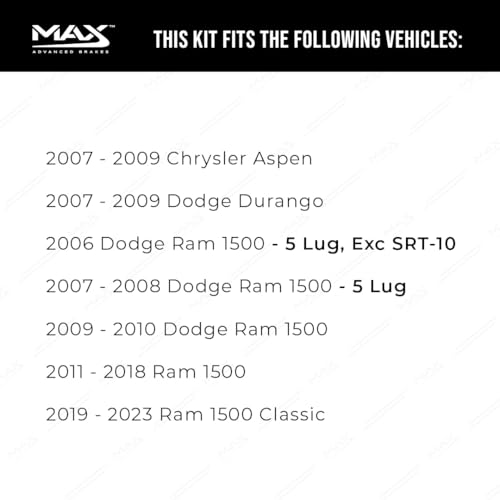 Image of MAX Advanced Brakes - Brake Kit For 2006-2018 Dodge Ram 1500, 2019-2023 Ram 1500 Classic| Carbon Ceramic Brake and Rotor Kit Front and Rear| Geomet Coated OE Replacement Brake Rotors