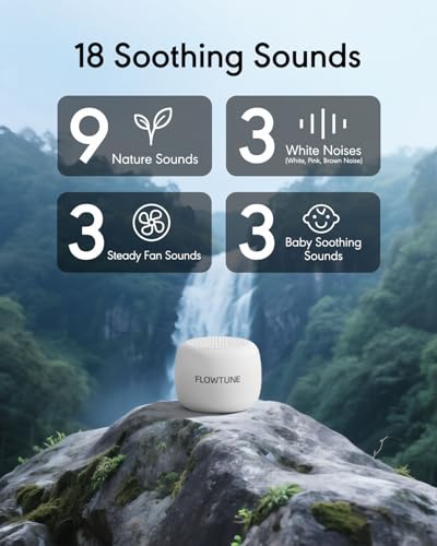 Sound Machine Flowtune White Noise Machine for Baby Adults, Mini Portable Sound Machine for Travel, 6H Timer, 18 Soothing Sleep Sounds Gift - Image 3