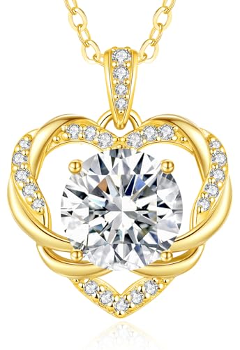 OOBEE Moissanite Heart Necklace for Women 925 Sterling Silver Fine Jewelry Twist Pendant, Valentine Anniversary Birthday Gift for Wife, Mom, Girlfriend