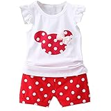MH-Lucky Baby Girl Clothes Outfits Short Sets 2 Pieces with T-Shirt + Short Pants (Red, 4T)
