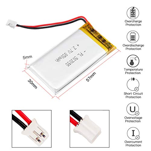 Ytkavq 3.7V 850Mah Battery 503055 Lithium Polymer Ion Rechargeable Li-Ion Li-Po Battery With 2P Ph 2.1Mm Pitch Connector #TOP1